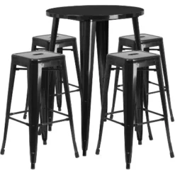 Flash Furniture Commercial Grade 30" Round Metal Indoor-Outdoor Bar Table Set With 4 Square Seat Backless Stools -Flash Furniture Shop GUEST 78b0c537 5ce4 471d b90d 24c16b59bb9f