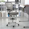 Flash Furniture Mid-Back Mesh Ergonomic Drafting Chair With Adjustable Chrome Foot Ring, Adjustable Arms