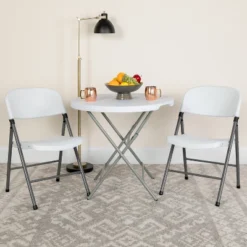 Flash Furniture 2 Pack HERCULES Series 330 Lb. Capacity Plastic Folding Chair With Charcoal Frame