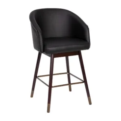 Flash Furniture Margo Commercial Grade Mid-Back Modern Barstool With Beechwood Legs And Curved Back