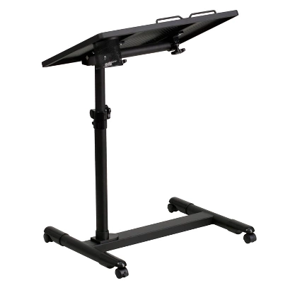 Black Adjustable Height Steel Mobile Computer Desk - Flash Furniture 1 Black Adjustable Height Steel Mobile Computer Desk - Flash Furniture