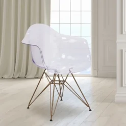 Flash Furniture Alonza Series Transparent Side Chair With Gold Base