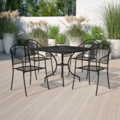 Flash Furniture Oia Commercial Grade 35.5" Square Indoor-Outdoor Steel Patio Table Set With 4 Round Back Chairs -Flash Furniture Shop GUEST 7dd42098 66eb 4463 ae48 fd5142982f7f