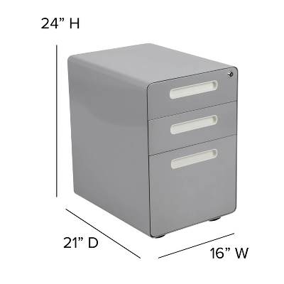 Flash Furniture Ergonomic 3-Drawer Mobile Locking Filing Cabinet With Anti-Tilt Mechanism And Hanging Drawer For Legal & Letter Files 5 Flash Furniture Ergonomic 3-Drawer Mobile Locking Filing Cabinet With Anti-Tilt Mechanism And Hanging Drawer For Legal & Letter Files - Image 5
