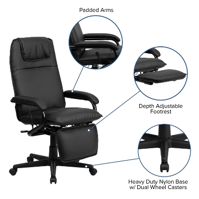 Flash Furniture High Back LeatherSoft Executive Reclining Ergonomic Swivel Office Chair With Arms 4 Flash Furniture High Back LeatherSoft Executive Reclining Ergonomic Swivel Office Chair With Arms - Image 4