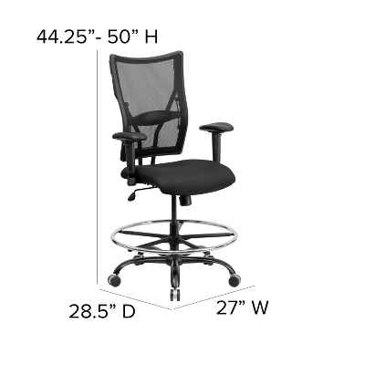 HERCULES Series 400 Lb. Capacity Big & Tall Drafting Chair Black Mesh - Flash Furniture 6 HERCULES Series 400 Lb. Capacity Big & Tall Drafting Chair Black Mesh - Flash Furniture - Image 6
