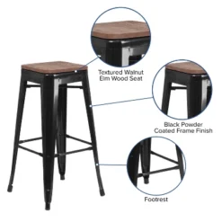 Flash Furniture 30" High Backless Metal Barstool With Square Wood Seat -Flash Furniture Shop GUEST 81086f32 540b 42c9 8009 99bab8aa3998
