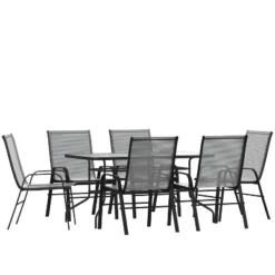 Flash Furniture 7 Piece Outdoor Patio Dining Set - Tempered Glass Patio Table, 6 Flex Comfort Stack Chairs -Flash Furniture Shop GUEST 82a1b29d 220d 4a15 aa72 be41e9d697df