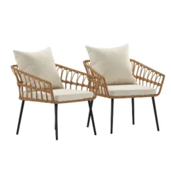 Flash Furniture Evin Set Of 2 Boho Indoor/Outdoor Rope Rattan Wicker Patio Chairs With All-Weather Cushions -Flash Furniture Shop GUEST 82b1ce77 837c 4493 9b60 94d525d45141