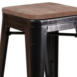 Flash Furniture 24" High Backless Metal Counter Height Stool With Square Wood Seat -Flash Furniture Shop GUEST 83184729 d497 4c74 b364 ab554bd957be