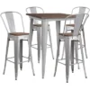 Flash Furniture 31.5" Square Metal Bar Table Set With Wood Top And 4 Stools