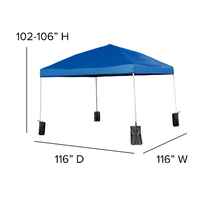 Flash Furniture 10'x10' Pop Up Event Canopy Tent With Wheeled Case And Folding Bench Set - Portable Tailgate, Camping, Event Set 5 Flash Furniture 10'x10' Pop Up Event Canopy Tent With Wheeled Case And Folding Bench Set - Portable Tailgate, Camping, Event Set - Image 5