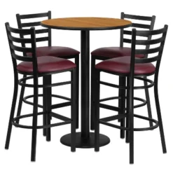 Flash Furniture 30'' Round Laminate Table Set With Round Base And 4 Ladder Back Metal Barstools -Flash Furniture Shop GUEST 88164733 88a7 4f86 9c74 276fa64ad4d2