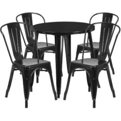 Flash Furniture Commercial Grade 30" Round Metal Indoor-Outdoor Table Set With 4 Cafe Chairs -Flash Furniture Shop GUEST 8827dc43 5898 44e7 8d4f ee78805f4a97