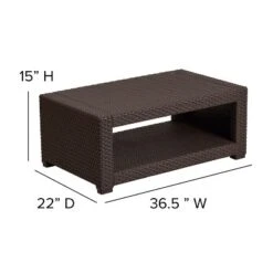 Flash Furniture 4 Piece Outdoor Faux Rattan Chair, Sofa And Table Set In Chocolate Brown -Flash Furniture Shop GUEST 8970750c 248d 422e 9a42 078e72d5afc3