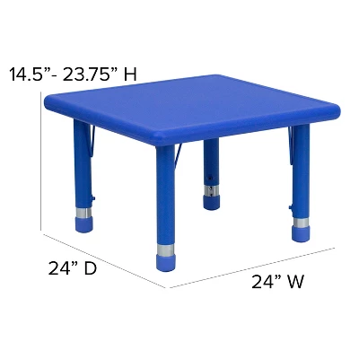 Flash Furniture 24" Square Plastic Height Adjustable Activity Table Set With 2 Chairs 3 Flash Furniture 24" Square Plastic Height Adjustable Activity Table Set With 2 Chairs - Image 3