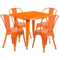Flash Furniture Commercial Grade 31.5" Square Metal Indoor-Outdoor Table Set With 4 Stack Chairs -Flash Furniture Shop GUEST 89cd9c45 05cc 403b 982a 3cb67821ce0b