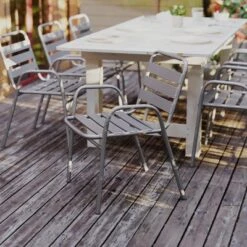 Flash Furniture Lila Commercial Metal Indoor-Outdoor Restaurant Stack Chair With Metal Triple Slat Back And Arms -Flash Furniture Shop GUEST 8a8e5b42 2bf2 42d8 a8d5 49cc3cbbcf7a