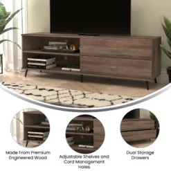 Flash Furniture Nelson 65" Mid Century Modern TV Stand For Up To 60" TV's With Adjustable Shelf And Storage Drawers -Flash Furniture Shop GUEST 8b6ac483 0fa2 4ec3 b021 79bfc976f6d3