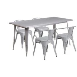 Flash Furniture Commercial Grade 31.5" X 63" Rectangular Metal Indoor-Outdoor Table Set With 4 Arm Chairs -Flash Furniture Shop GUEST 8c01ea0e 9b3f 4585 96b9 7d07731d0725