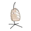 Flash Furniture Cleo Patio Hanging Egg Chair, Wicker Hammock With Soft Seat Cushions & Swing Stand, Indoor/Outdoor Cushions