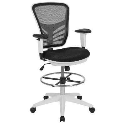 Flash Furniture Mid-Back Mesh Ergonomic Drafting Chair With Adjustable Chrome Foot Ring, Adjustable Arms 13 Flash Furniture Mid-Back Mesh Ergonomic Drafting Chair With Adjustable Chrome Foot Ring, Adjustable Arms - Image 13