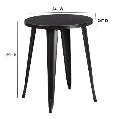 Flash Furniture Commercial Grade 24" Round Metal Indoor-Outdoor Table 1 Flash Furniture Commercial Grade 24" Round Metal Indoor-Outdoor Table