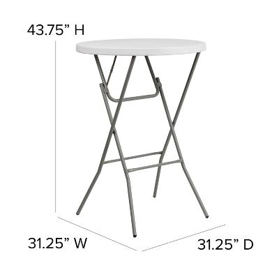 Flash Furniture 2.6-Foot Round Granite White Plastic Bar Height Folding Table 3 Flash Furniture 2.6-Foot Round Granite White Plastic Bar Height Folding Table - Image 3