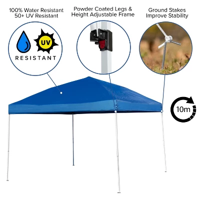 Flash Furniture 10'x10' Pop Up Event Canopy Tent With Carry Bag And Folding Bench Set - Portable Tailgate, Camping, Event Set 5 Flash Furniture 10'x10' Pop Up Event Canopy Tent With Carry Bag And Folding Bench Set - Portable Tailgate, Camping, Event Set - Image 5