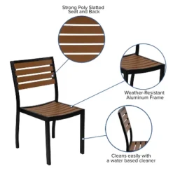 Flash Furniture Lark Outdoor Patio Bistro Dining Table Set With 2 Chairs And Faux Teak Poly Slats -Flash Furniture Shop GUEST 8dd193ca 1dd2 46c2 8007 920dbe22b584