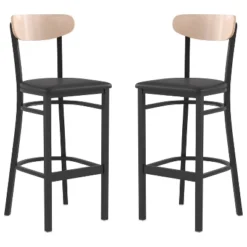 Flash Furniture Wright Set Of 2 Commercial Grade Barstools With 500 LB. Capacity Steel Frame, Solid Wood Seat, And Boomerang Back -Flash Furniture Shop GUEST 8df5d405 eb65 49b4 9c84 8e28d69bb9ac