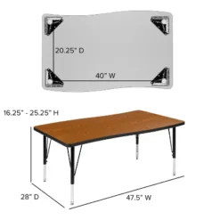 Flash Furniture 28"W X 47.5"L Rectangle Wave Flexible Collaborative Thermal Laminate Activity Table - Height Adjustable Short Legs -Flash Furniture Shop GUEST 8fa6a047 ff1b 445f b8d9 11a19b7e2bc6