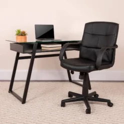 Mid-Back LeatherSoft Swivel Task Office Chair With Arms Black - Flash Furniture -Flash Furniture Shop GUEST 90016c06 5e51 461d 94ce 5210dc431689