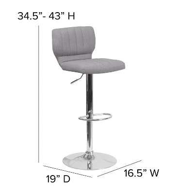 Flash Furniture Contemporary Vinyl Adjustable Height Barstool With Vertical Stitch Back And Chrome Base 3 Flash Furniture Contemporary Vinyl Adjustable Height Barstool With Vertical Stitch Back And Chrome Base - Image 3