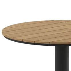 Flash Furniture Finch Commercial Grade Round 24" Table With Faux Teak Poly Slats And Steel Frame, Natural/Gray -Flash Furniture Shop GUEST 922501d9 28cf 4402 95cc e1cd1cf6d0f8