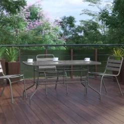 Flash Furniture Tory 31.5" X 55" Rectangular Tempered Glass Metal Table With Umbrella Hole -Flash Furniture Shop GUEST 92de6362 0e4f 4f5d af1b 21435b33773e