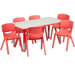 Flash Furniture 23.625"W X 47.25"L Rectangular Plastic Height Adjustable Activity Table Set With 6 Chairs -Flash Furniture Shop GUEST 92fa9ab8 7714 443f ad9a 86cda7375bca