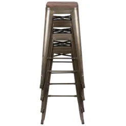 Flash Furniture 30" High Metal Indoor Bar Stool With Wood Seat - Stackable Set Of 4 -Flash Furniture Shop GUEST 930298c2 94a8 4027 b23a a3373ae99455