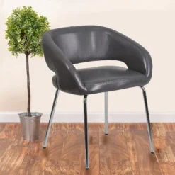 Flash Furniture Fusion Series Contemporary LeatherSoft Side Reception Chair With Chrome Legs