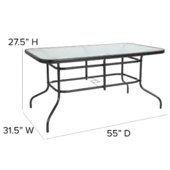 Flash Furniture 31.5" X 55" Rectangular Tempered Glass Metal Table With Umbrella Hole -Flash Furniture Shop GUEST 939aeb46 2557 44a2 b382 da6848def9ca 3