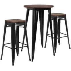 Flash Furniture 24" Round Metal Bar Table Set With Wood Top And 2 Backless Stools -Flash Furniture Shop GUEST 939c836d 1c55 449b bdc8 a1d8154122bc