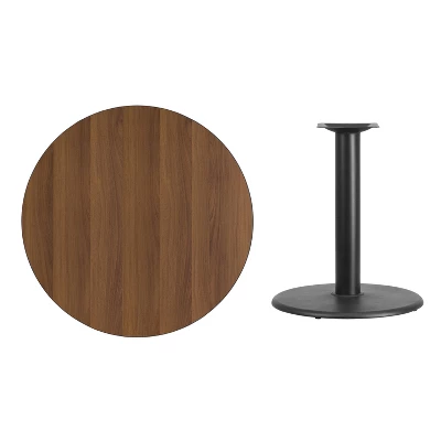 Flash Furniture 36'' Round Walnut Laminate Table Top With 24'' Round Table Height Base 1 Flash Furniture 36'' Round Walnut Laminate Table Top With 24'' Round Table Height Base