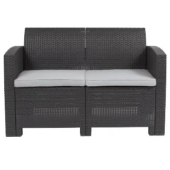 Flash Furniture Faux Rattan Loveseat With All-Weather Cushions -Flash Furniture Shop GUEST 965cc242 235c 4694 b190 b85539f5c123