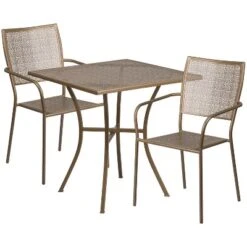 Flash Furniture Oia Commercial Grade 28" Square Indoor-Outdoor Steel Patio Table Set With 2 Square Back Chairs -Flash Furniture Shop GUEST 9671cbe7 4ac1 41fa 8fe6 312bd2401823