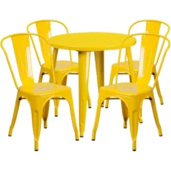 Flash Furniture Commercial Grade 30" Round Metal Indoor-Outdoor Table Set With 4 Cafe Chairs -Flash Furniture Shop GUEST 97236a6c 06c5 4500 9c89 acc7b8ddb505