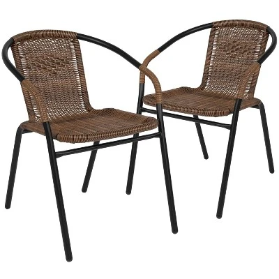 Flash Furniture 2 Pack Rattan Indoor-Outdoor Restaurant Stack Chair 15 Flash Furniture 2 Pack Rattan Indoor-Outdoor Restaurant Stack Chair - Image 15