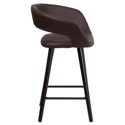 Flash Furniture Brynn Series 24'' High Contemporary Vinyl Rounded Back Counter Height Stool With Cappuccino Wood Frame 7 Flash Furniture Brynn Series 24'' High Contemporary Vinyl Rounded Back Counter Height Stool With Cappuccino Wood Frame - Image 7