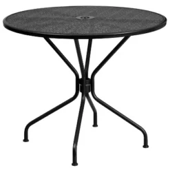 Flash Furniture Oia Commercial Grade 35.25" Round Indoor-Outdoor Steel Patio Table With Umbrella Hole -Flash Furniture Shop GUEST 9b7688d9 2c2e 4299 a36a dc0efb3e9777