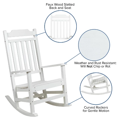 Flash Furniture Set Of 2 Winston All-Weather Poly Resin Rocking Chairs With Accent Side Table 4 Flash Furniture Set Of 2 Winston All-Weather Poly Resin Rocking Chairs With Accent Side Table - Image 4
