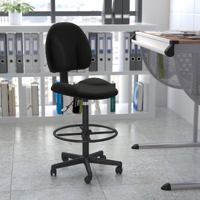 Flash Furniture Black Fabric Drafting Chair (Cylinders: 22.5''-27''H Or 26''-30.5''H) 1 Flash Furniture Black Fabric Drafting Chair (Cylinders: 22.5''-27''H Or 26''-30.5''H)